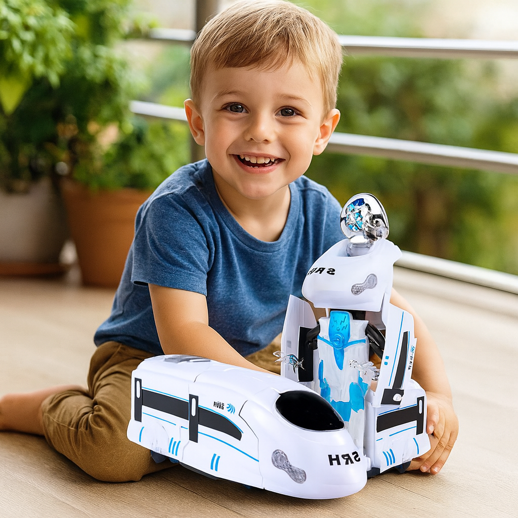 Transformująca się zabawka pociąg-robot