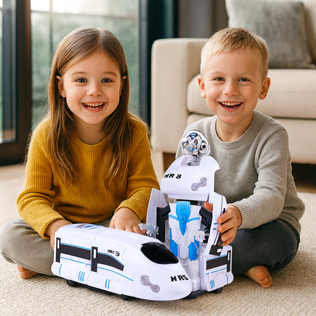 Transformująca się zabawka pociąg-robot