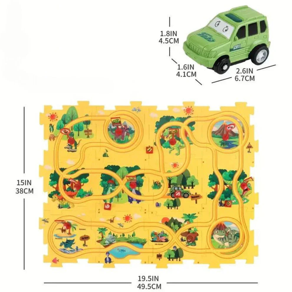 Mata do zabawy z torami dla dzieci ⎜ Interaktywna gra na podłodze z łączonymi drogami dla wyobraźni w wyścigach