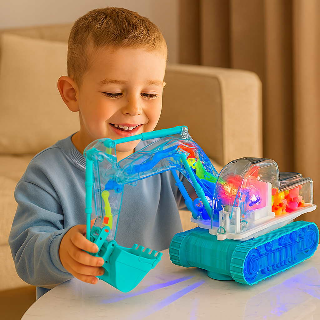 Tańcząca i świecąca koparka muzyczna