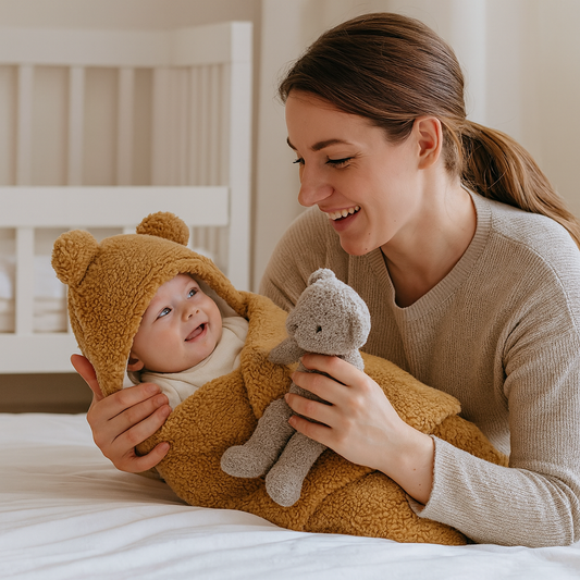 Kocyk i pajacyk dla niemowląt w misie