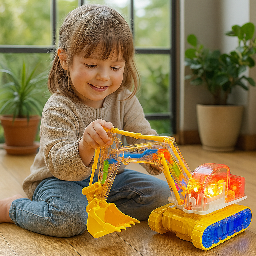 Tańcząca i świecąca koparka muzyczna