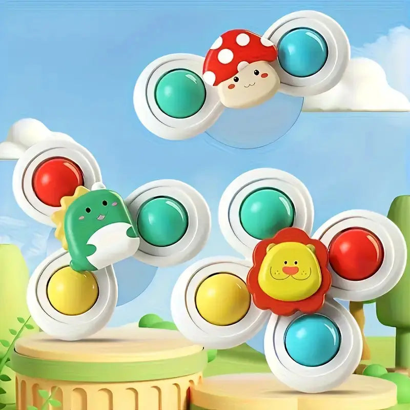 Uroczy zestaw 3 zabawek obrotowych z przyssawką dla niemowląt