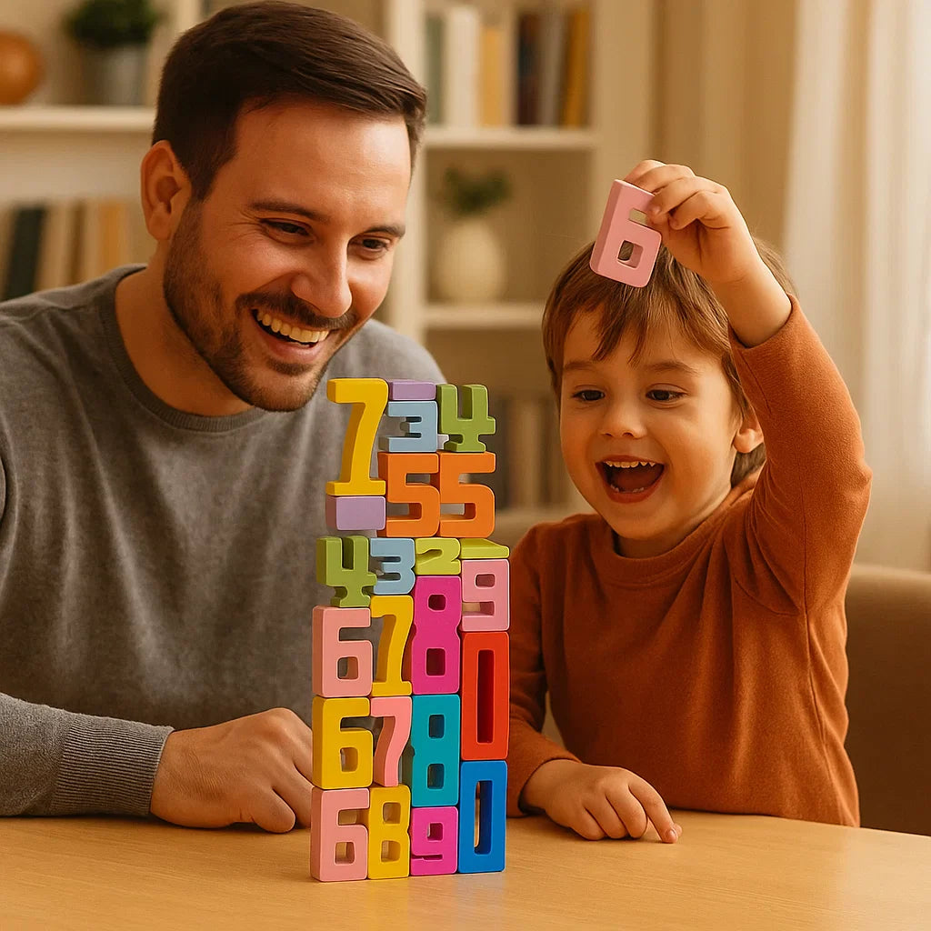 Drewniane klocki numeryczne dla dzieci | Kolorowa zabawka do układania w stosy do liczenia , logiki i wczesnej nauki matematyki