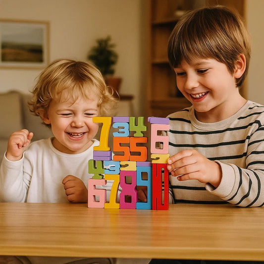 Drewniane klocki numeryczne dla dzieci | Kolorowa zabawka do układania w stosy do liczenia , logiki i wczesnej nauki matematyki