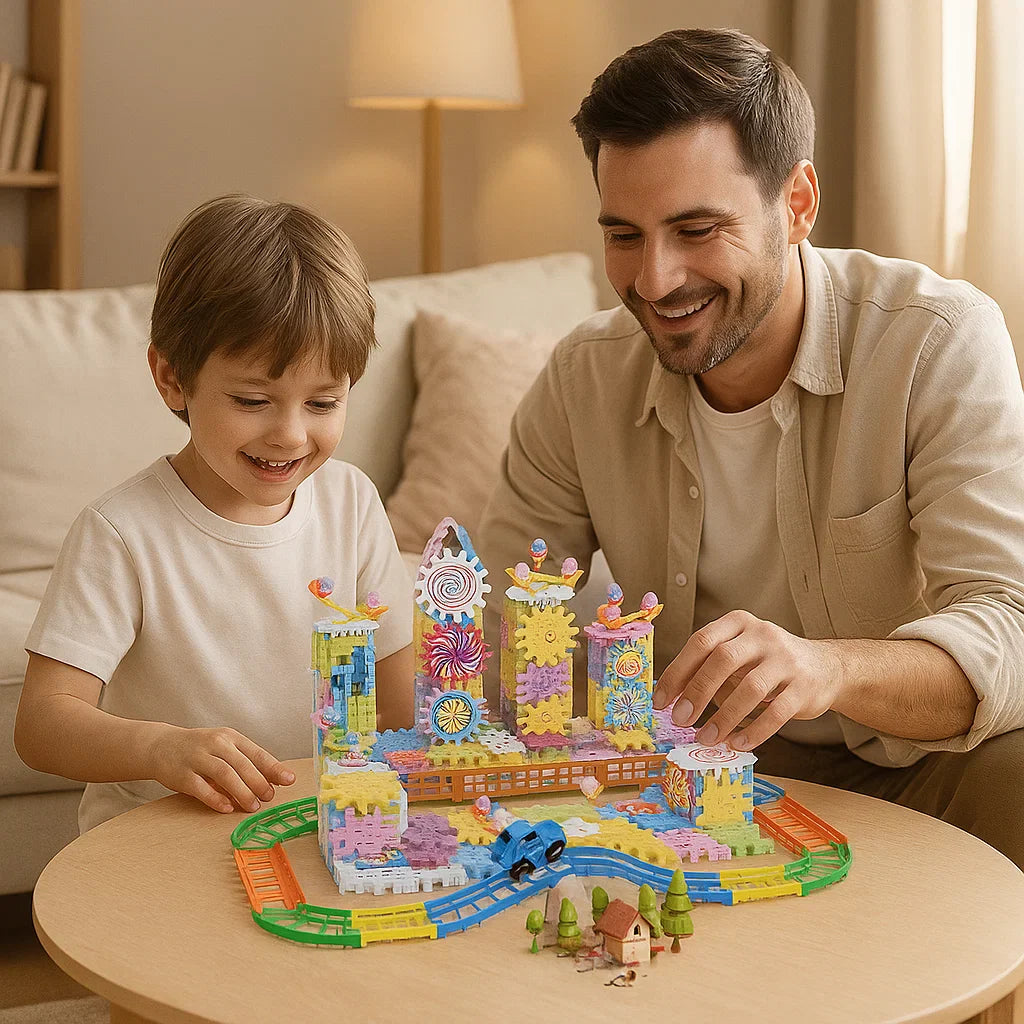 Mechaniczne klocki konstrukcyjne dla dzieci | Elektryczna zabawka STEM do kreatywnej zabawy i wczesnej edukacji