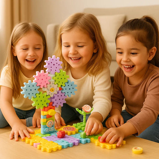 Mechaniczne klocki konstrukcyjne dla dzieci | Elektryczna zabawka STEM do kreatywnej zabawy i wczesnej edukacji