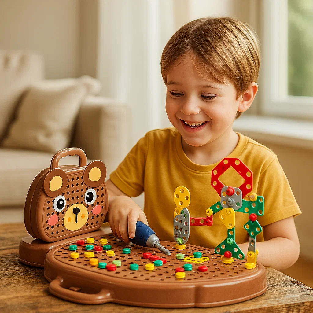 Zestaw do zabawy dla dzieci | Edukacyjna skrzynka narzędziowa z elektrycznym śrubokrętem do budowania i odgrywania ról