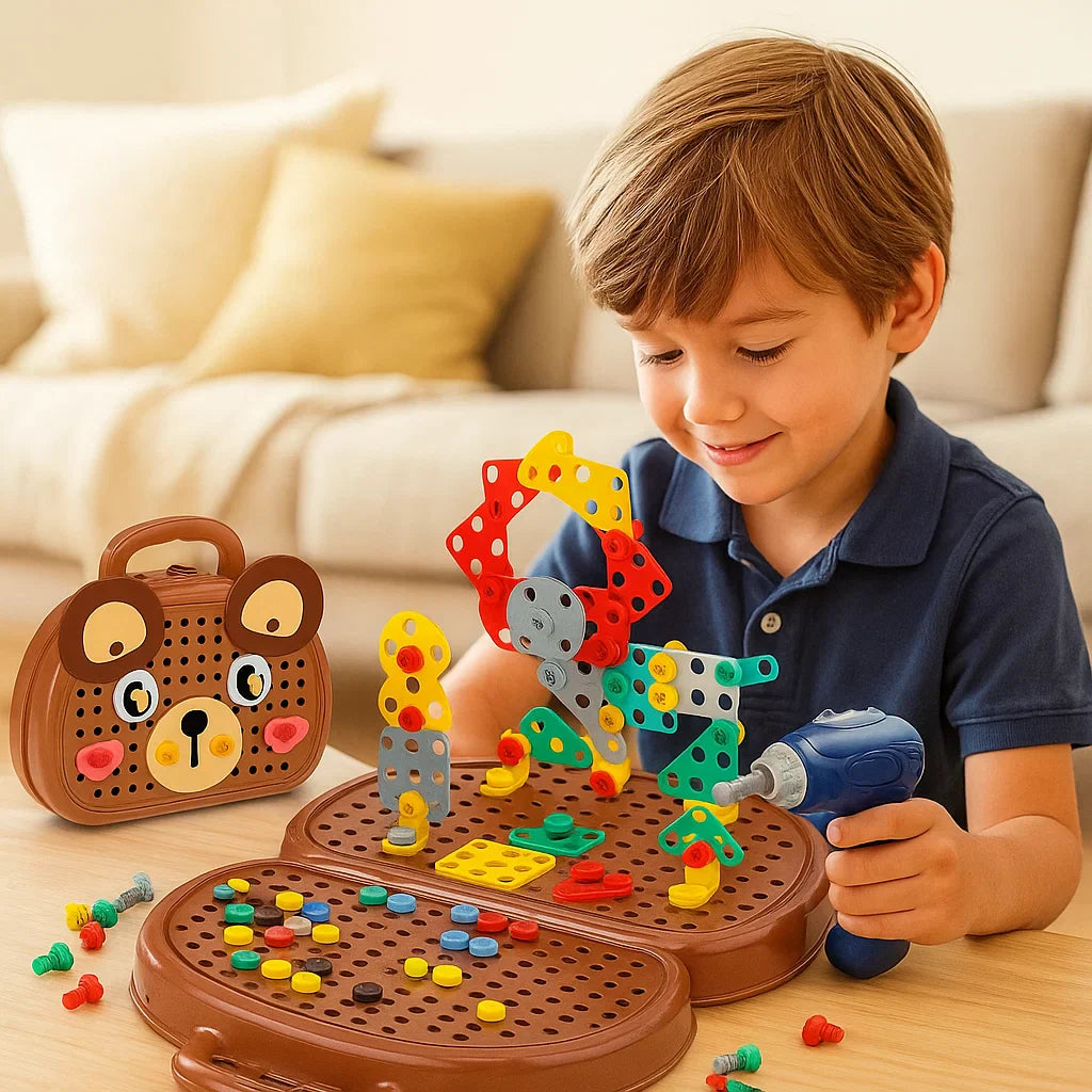 Zestaw do zabawy dla dzieci | Edukacyjna skrzynka narzędziowa z elektrycznym śrubokrętem do budowania i odgrywania ról