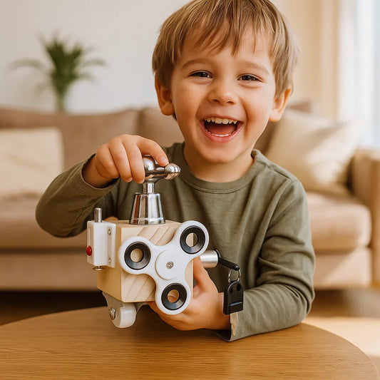 Drewniana kostka zajęciowa dla maluchów | Zabawka edukacyjna dla umiejętności motorycznych i wczesnego uczenia się sensorycznego
