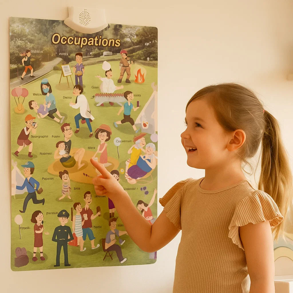 Interaktywna dźwiękowa tablica ścienna dla dzieci | Nauka angielskich słów i dźwięków poprzez zabawę wizualną