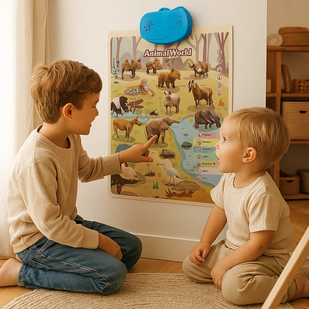 Interaktywna dźwiękowa tablica ścienna dla dzieci | Nauka angielskich słów i dźwięków poprzez zabawę wizualną