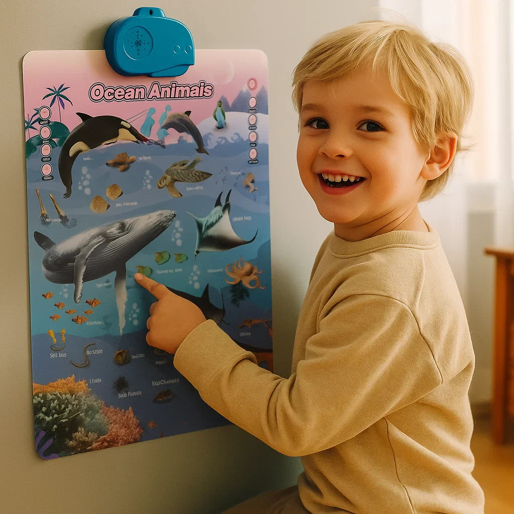 Interaktywna dźwiękowa tablica ścienna dla dzieci | Nauka angielskich słów i dźwięków poprzez zabawę wizualną