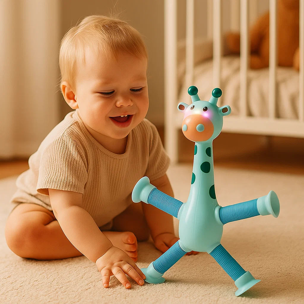 Sensoryczna żyrafa z przyssawką – zabawka dla niemowląt