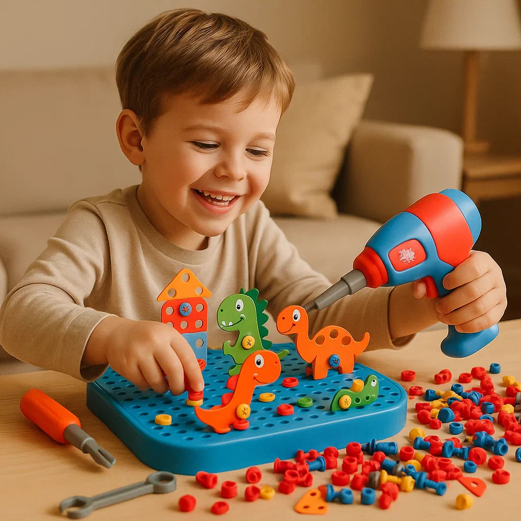 Zestaw majsterkowicza dla dzieci w uroczym dinozaurzym designie