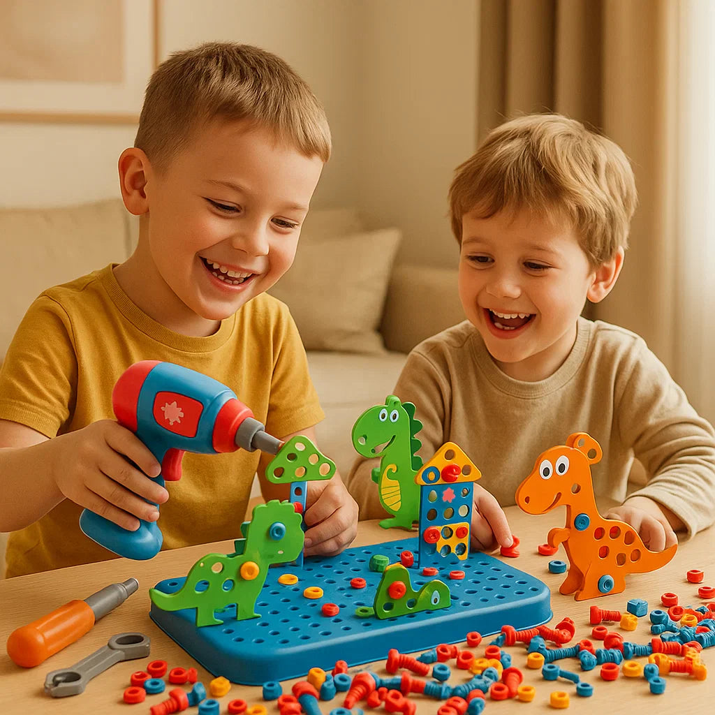 Zestaw majsterkowicza dla dzieci w uroczym dinozaurzym designie