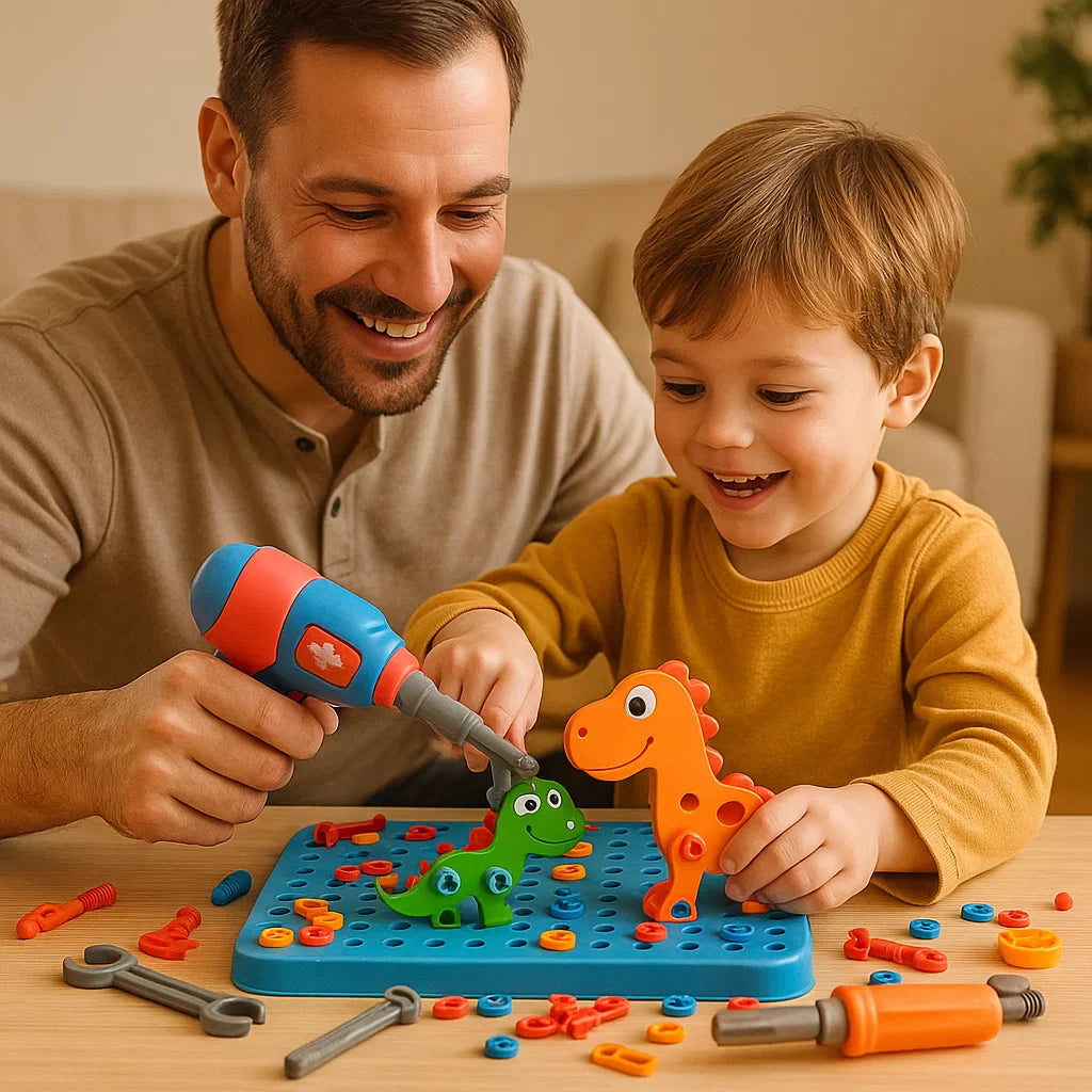 Zestaw majsterkowicza dla dzieci w uroczym dinozaurzym designie