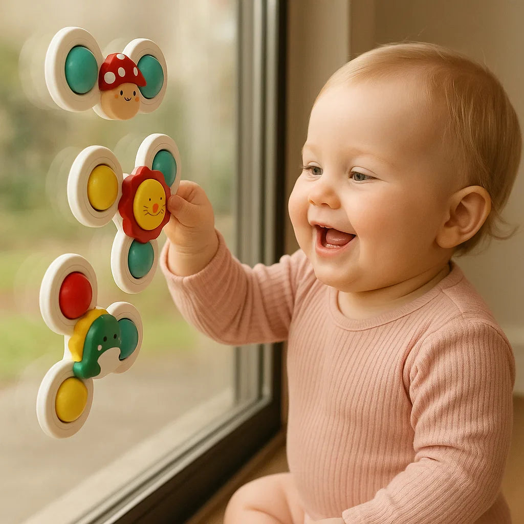 Uroczy zestaw 3 zabawek obrotowych z przyssawką dla niemowląt