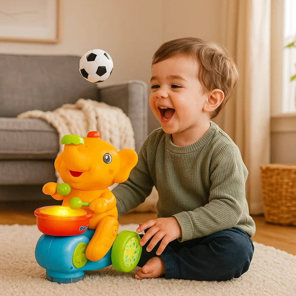 Zabawka słonik z latającą piłeczką