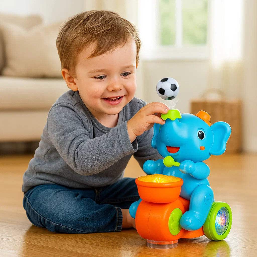 Zabawka słonik z latającą piłeczką