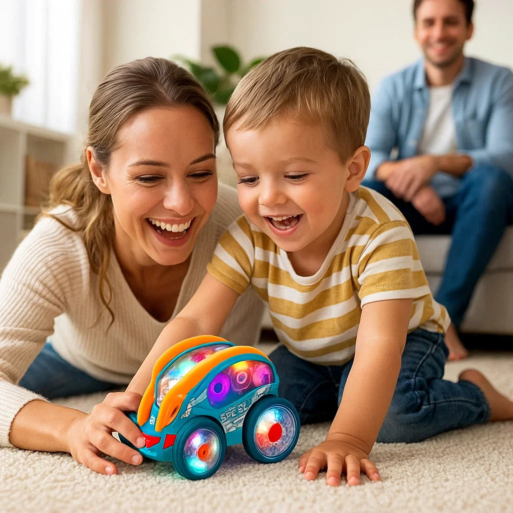 Świecący samochód akrobata