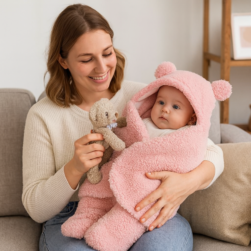 Kocyk i pajacyk dla niemowląt w misie