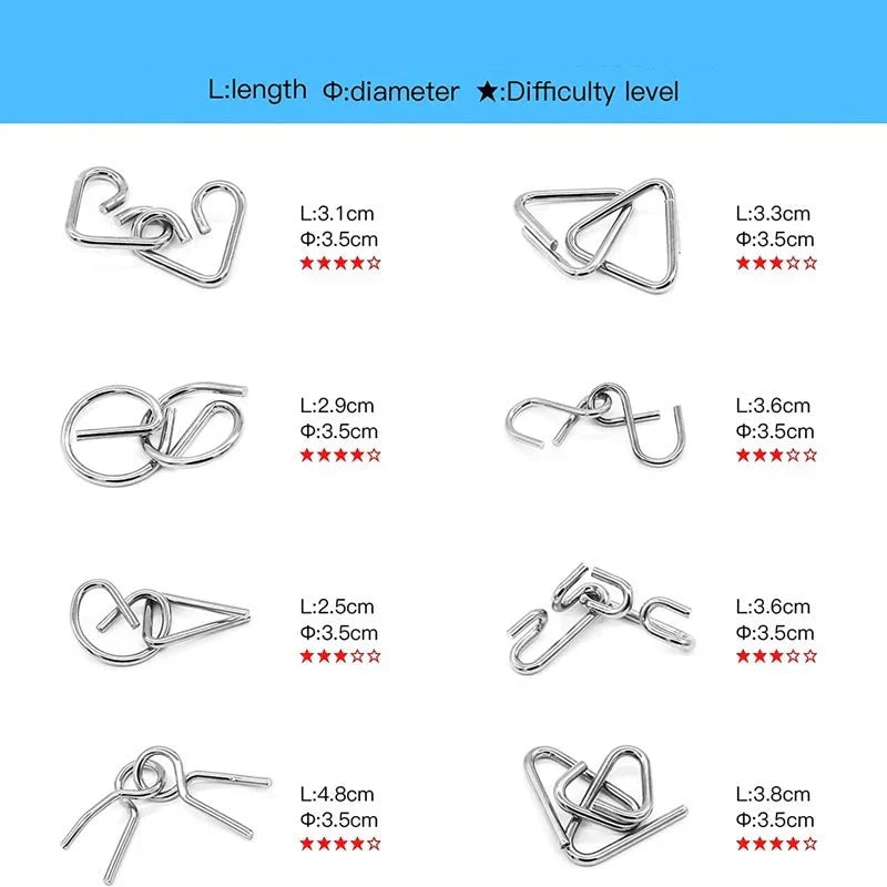 Metalowe Puzzle Pierścieniowe ⎜ Gra Logiczna dla Dzieci i Dorosłych