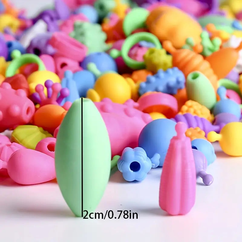 Zestaw koralików pop dla dzieci | Kolorowy zestaw biżuterii DIY do kreatywnej zabawy i rozwoju umiejętności motorycznych