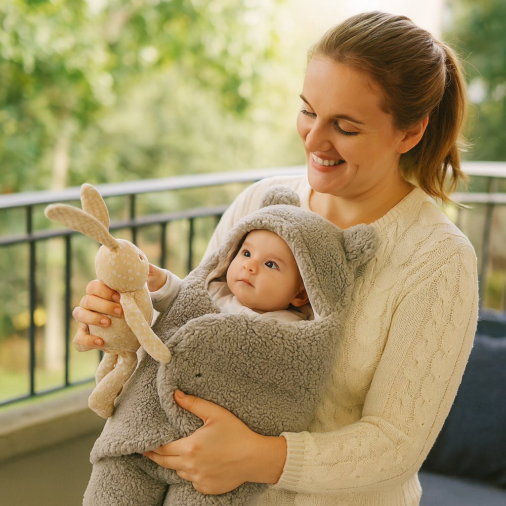 Kocyk i pajacyk dla niemowląt w misie