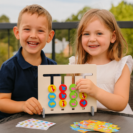 Montessori drewniana gra do dopasowywania kolorów i wzorów