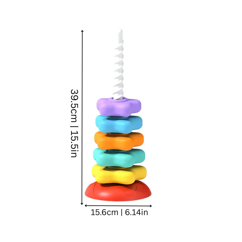 Zabawka tęczowa wieża obrotowa i kolorowa