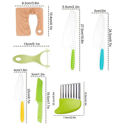 Zestaw noży do krojenia dla dzieci | Bezpieczne i zabawne narzędzia kuchenne do nauki krojenia owoców i warzyw