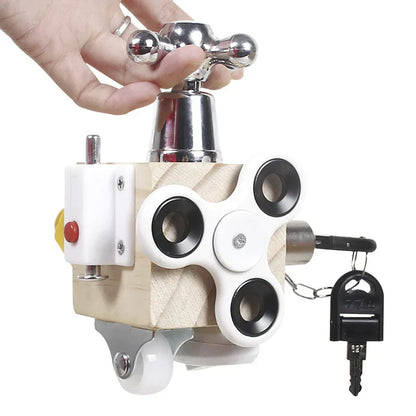 Drewniana kostka zajęciowa dla maluchów | Zabawka edukacyjna dla umiejętności motorycznych i wczesnego uczenia się sensorycznego