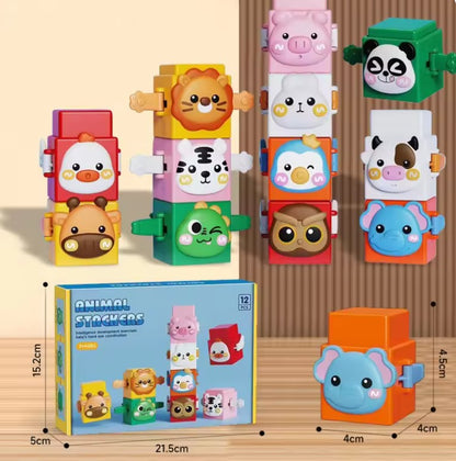 Pedagogiczny Zestaw do Budowania Montessori – Zwierzęta do Układania