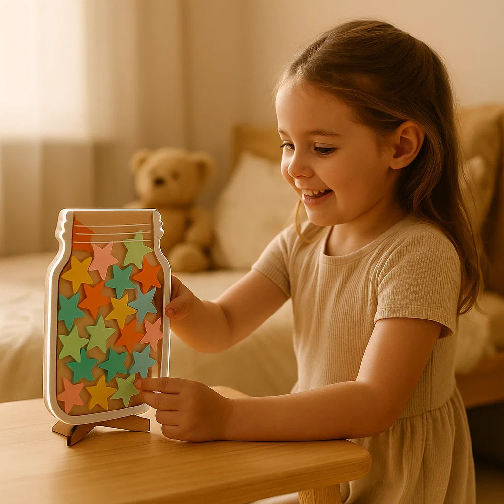 Gwiazdkowy słoik z nagrodami dla dzieci | Motywacyjne narzędzie zachęcające do dobrego zachowania i nauki dyscypliny