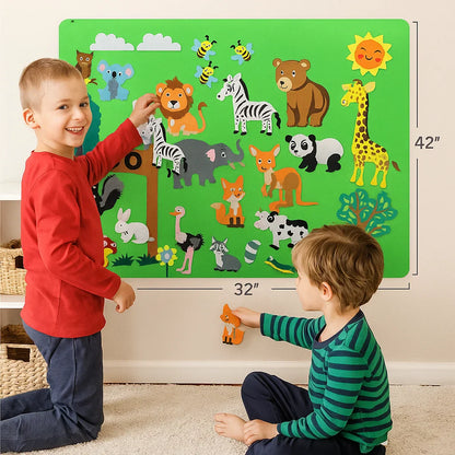 Filcowa plansza dla dzieci | Edukacyjny zestaw diy do nauki zwierząt , wyobraźni i zabawy w opowiadanie historii