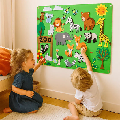 Filcowa plansza dla dzieci | Edukacyjny zestaw diy do nauki zwierząt , wyobraźni i zabawy w opowiadanie historii