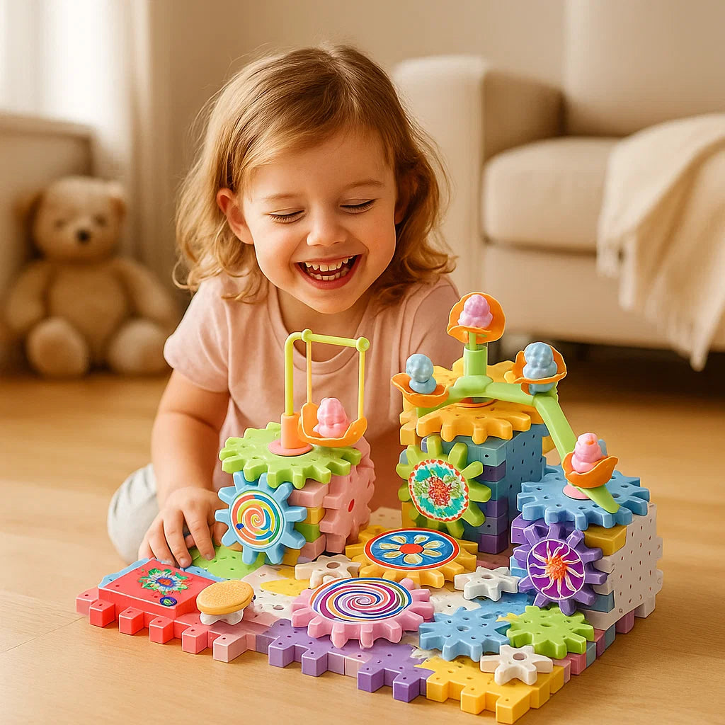 Mechaniczne klocki konstrukcyjne dla dzieci | Elektryczna zabawka STEM do kreatywnej zabawy i wczesnej edukacji