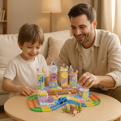 Mechaniczne klocki konstrukcyjne dla dzieci | Elektryczna zabawka STEM do kreatywnej zabawy i wczesnej edukacji