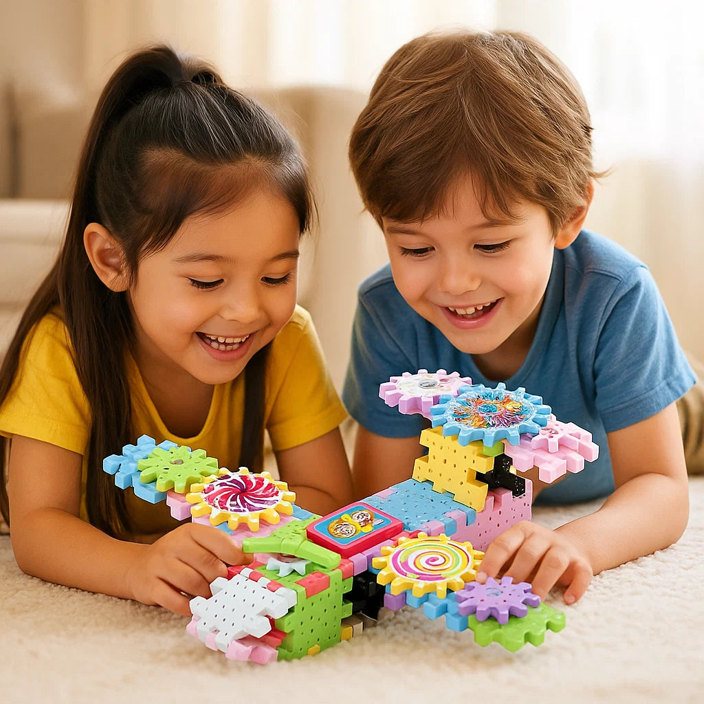 Mechaniczne klocki konstrukcyjne dla dzieci | Elektryczna zabawka STEM do kreatywnej zabawy i wczesnej edukacji