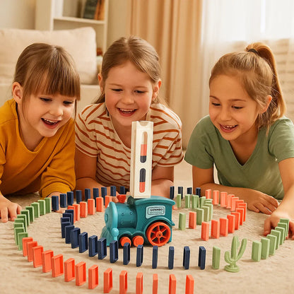 Zabawka kolejowa domino dla dzieci | Automatyczne układanie torów ze światłami i dźwiękiem dla kreatywnej zabawy edukacyjnej