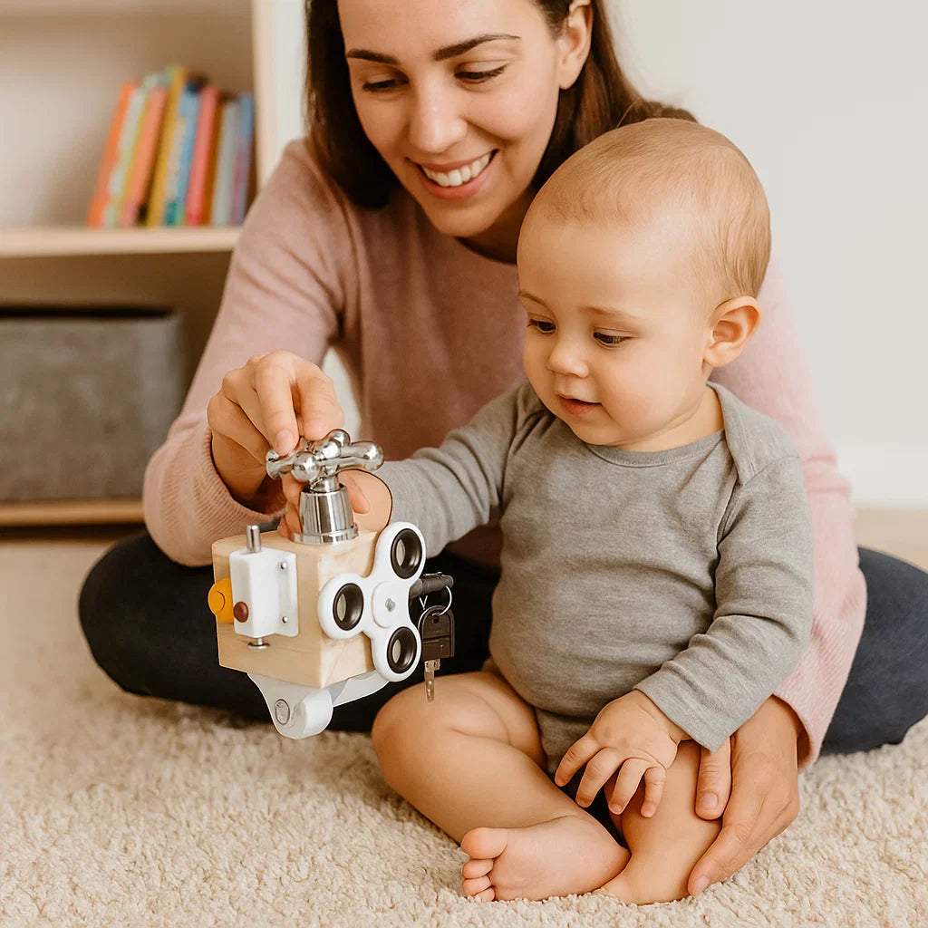 Drewniana kostka zajęciowa dla maluchów | Zabawka edukacyjna dla umiejętności motorycznych i wczesnego uczenia się sensorycznego