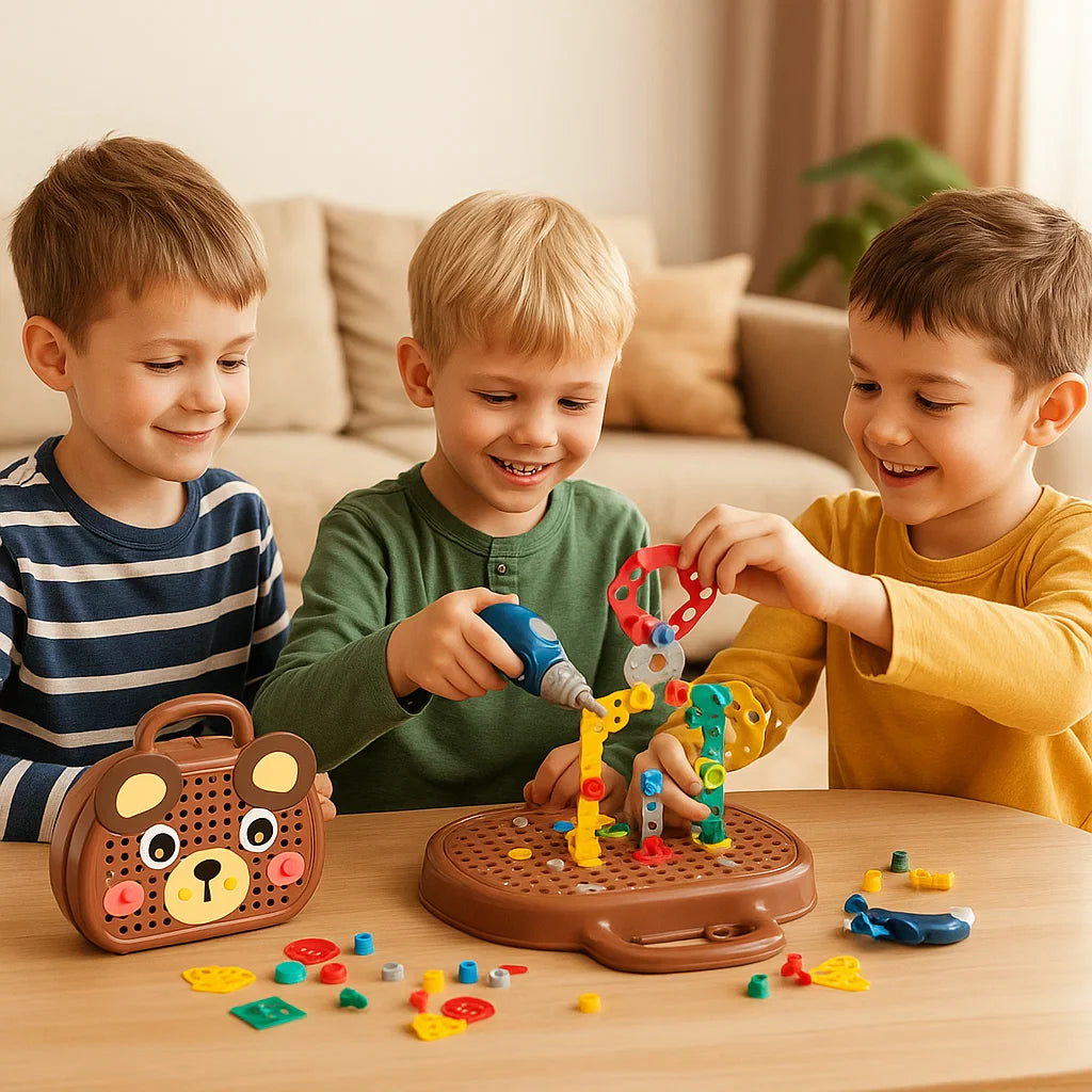 Zestaw do zabawy dla dzieci | Edukacyjna skrzynka narzędziowa z elektrycznym śrubokrętem do budowania i odgrywania ról