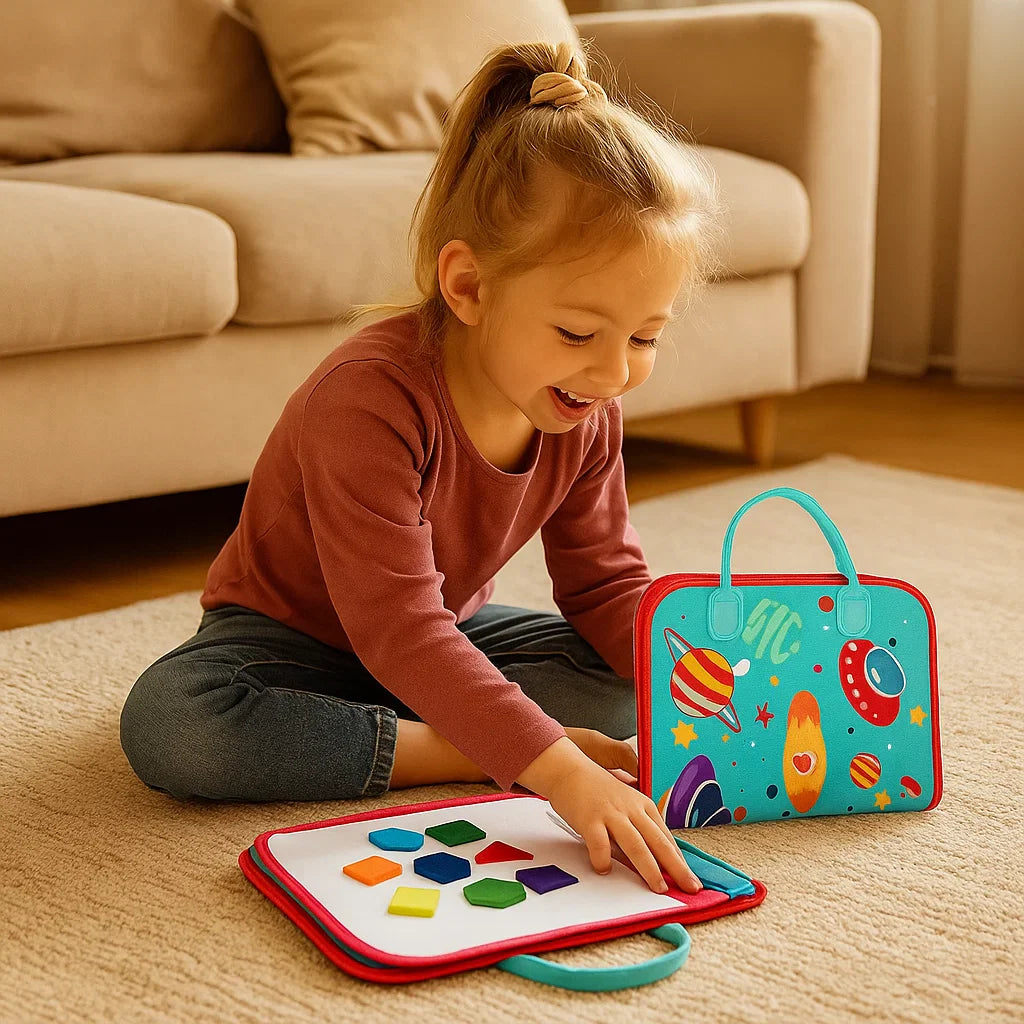 Tablica aktywności Montessori dla maluchów ⎜ Filcowa książka do nauki liczb, liter i umiejętności motorycznych