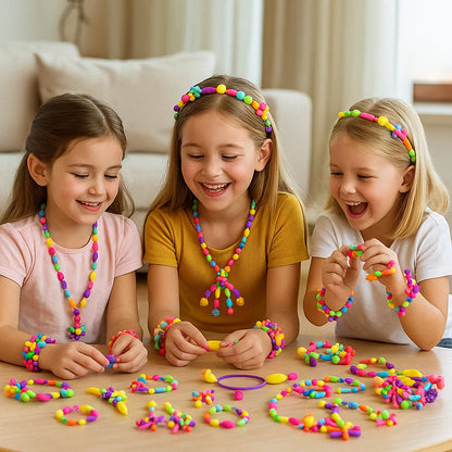 Zestaw koralików pop dla dzieci | Kolorowy zestaw biżuterii DIY do kreatywnej zabawy i rozwoju umiejętności motorycznych
