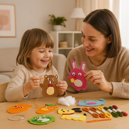 Diy zestaw do szycia filcowych zwierzątek dla dzieci | Zabawny zestaw rzemieślniczy do koordynacji ręka - oko i kreatywnego rozwijania umiejętności