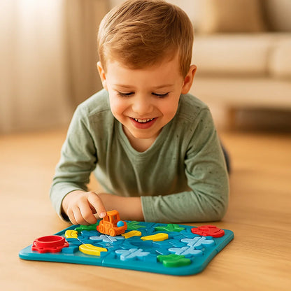 Gra w labirynt dla dzieci ⎜ Edukacyjna zabawka z torami drogowymi z kulkami i samochodem do zabawy logicznej i rozwiązywania problemów.