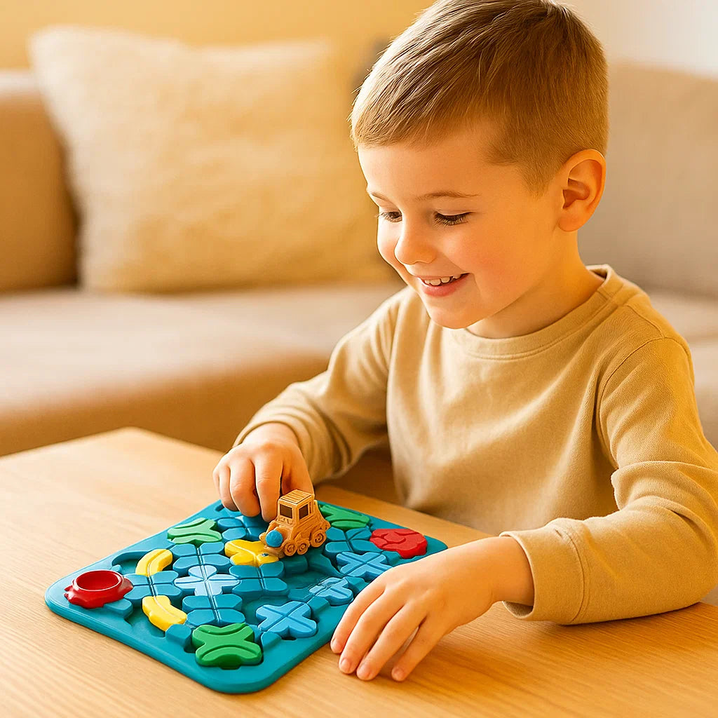 Gra w labirynt dla dzieci ⎜ Edukacyjna zabawka z torami drogowymi z kulkami i samochodem do zabawy logicznej i rozwiązywania problemów.