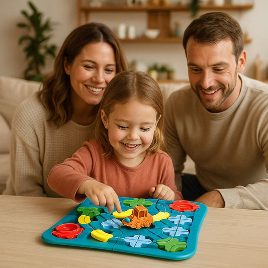 Gra w labirynt dla dzieci ⎜ Edukacyjna zabawka z torami drogowymi z kulkami i samochodem do zabawy logicznej i rozwiązywania problemów.
