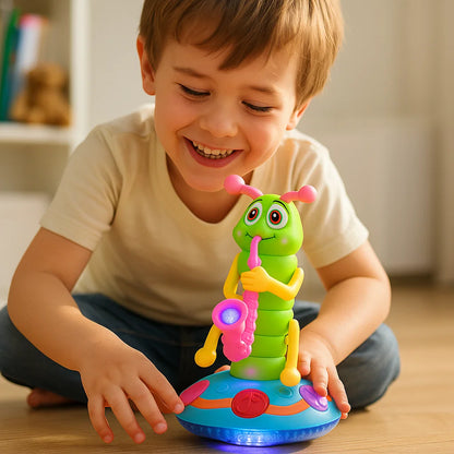 Muzyczna zabawka do raczkowania dla niemowląt | Wirująca gąsienica ze światłami i dźwiękiem do wczesnej nauki i zabawy w ruchu